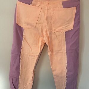 Adika Pink & Purple color blocked Jeans with frills